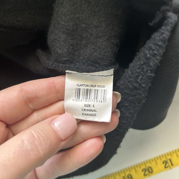 Criminal Damage Girls Small Clapton Crop Hood Drawstring Soft Layering - Picture 5 of 10